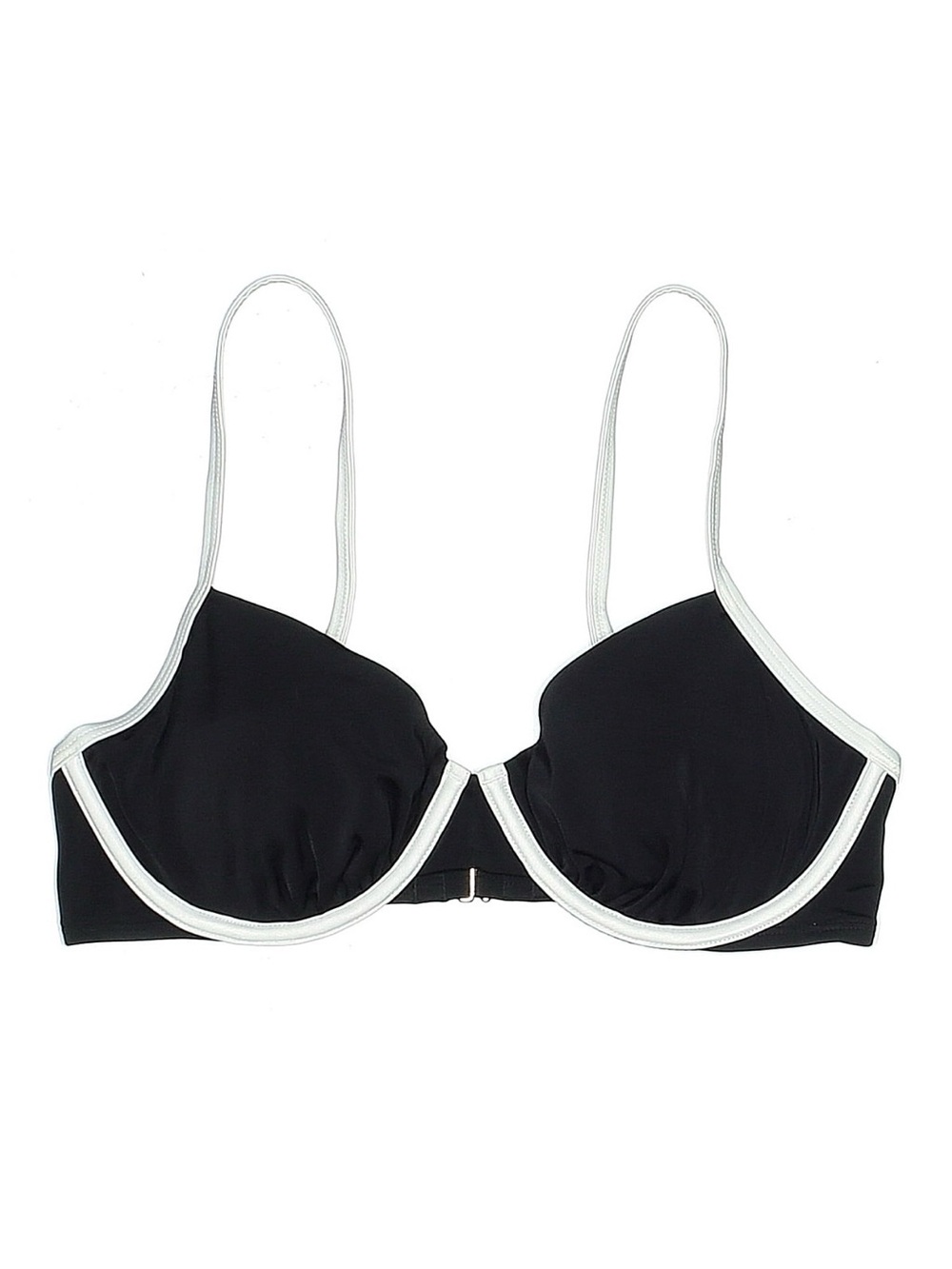 Shade & Shore Black Bikini Top with White Contrast Trim